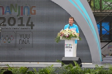 The IOC's Olympic Games Executive Director Gilbert Felli speaking at the opening of the Athlete's Village on Tuesday