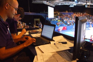 Press tribune at Glasgow 2014, where Infostrada delivered all historical results and records, athlete biographies and a cutting-edge statistical service