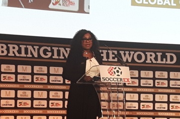 FIFA Secretary General Fatma Samoura speaking at Soccerex Global Convention (Photo: Host City)