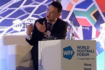 Wang Dong, Vice President of Alisports, speaking at World Football Forum