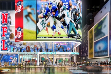 Cirque du Soleil has developed with NFL a four-storey series of exhibits in Times Square, New York