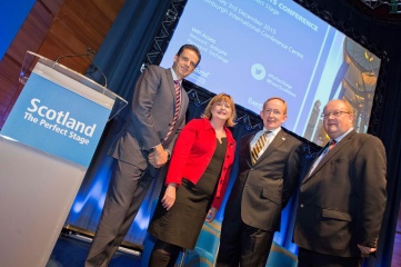 Scotland's National Events Conference (L to R Brendan McClements, Fiona Hyslop MSP, Mike Cantlay OBE, Paul Bush OBE)