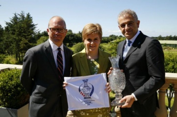 Left to Right: Guy Kinnings, Global Head of IMG Golf; Nicola Sturgeon, First Minister of Scotland; Ivan Khodabakhsh, Chief Executive of the Ladies European Tour