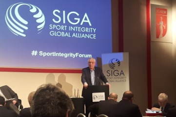 Svein Arne Hansen speaking at the Sport Integrity Forum in London on 30 January 2017