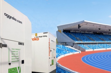 Composite image of Aggreko generators and Alexander Stadium