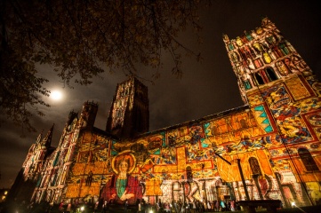 The best cathedral on Planet Earth, as Bill Bryson described it, illuminated during Lumiere