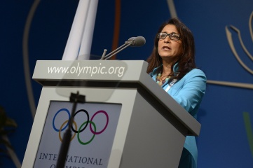  Nawal El Moutawakel, chair of the IOC Coordination Commission speaking at the 125th IOC Session