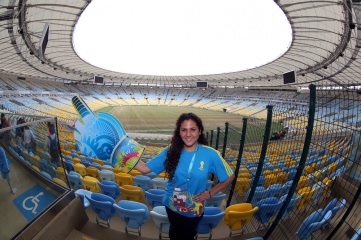 A Brazilian fan posing inside Rio’s Maracana Stadium 16 days before the World Cup opening ceremony (Photo: Andre Durao / Shutterstock)